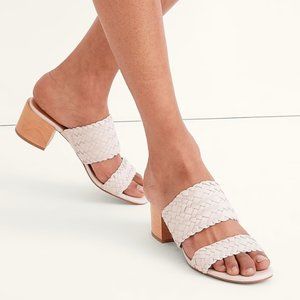 The Kiera Mule Sandal in Woven Leather - Pale Oyster - Size 8